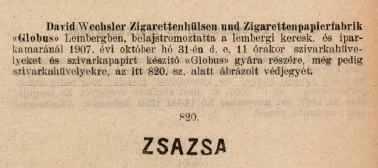 1907.10.31. Zsazsa cigarettahüvely 1907.10.31. Zsazsa cigarettahüvely