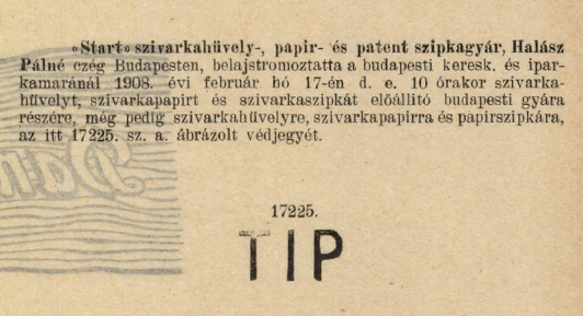 1908.02.17. Tip cigarettapapír 1908.02.17. Tip cigarettapapír