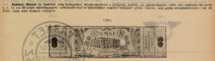 1908.03.11. D.M.K.E. cigarettahüvely 1908.03.11. D.M.K.E. cigarettahüvely