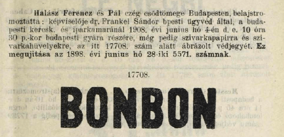 1908.06.04. Bonbon papír és hüvely 1908.06.04. Bonbon papír és hüvely