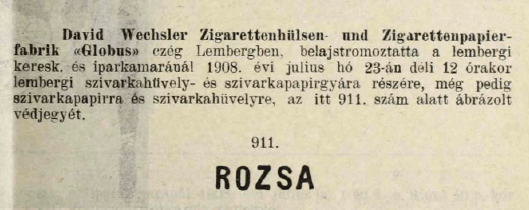 1908.07.23. Rozsa cigarettahüvely 1908.07.23. Rozsa cigarettahüvely