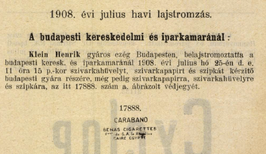 1908.07.25. Carabano papír és hüvely 1908.07.25. Carabano papír és hüvely
