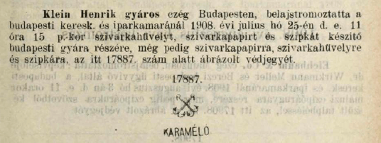 1908.07.25. Karamelo papír és hüvely 1908.07.25. Karamelo papír és hüvely