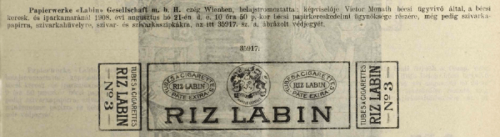1908.08.21. Riz Labin hüvely 1. 1908.08.21. Riz Labin hüvely 1.