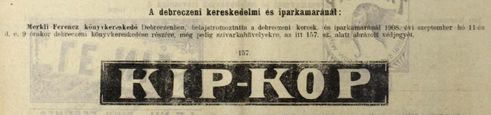 1908.09.11. Kip-Kop cigarettahüvely 1908.09.11. Kip-Kop cigarettahüvely