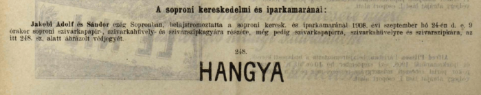 1908.09.24. Hangya papír és hüvely 1908.09.24. Hangya papír és hüvely