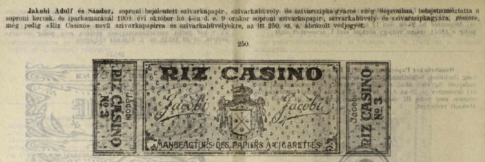 1908.10.04. Riz Casino papír és hüvely 1908.10.04. Riz Casino papír és hüvely