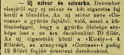 1908.11.22. Új szivar és cigaretta 1.