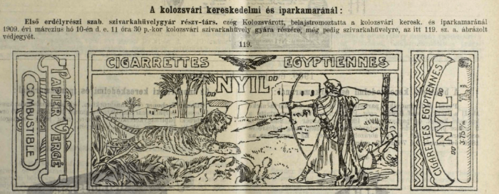 1909.03.10. Nyil cigarettahüvely 1909.03.10. Nyil cigarettahüvely