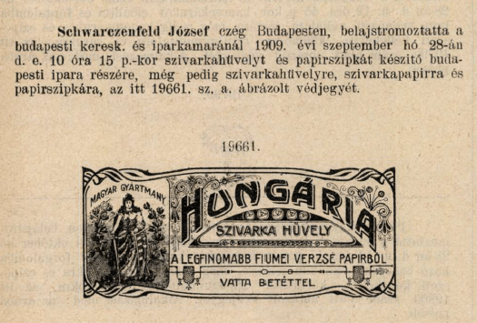 1909.09.28. Hungária papír és hüvely 1909.09.28. Hungária papír és hüvely
