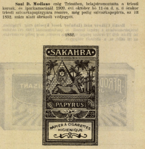 1909.10.11. Sakahra cigarettapapír 1909.10.11. Sakahra cigarettapapír