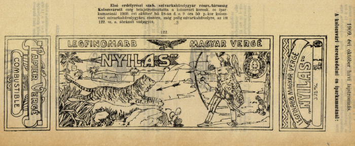 1909.10.18. Nyilas cigarettahüvely 1909.10.18. Nyilas cigarettahüvely