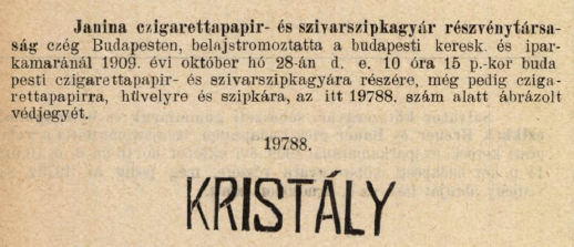 1909.10.28. Kristály papír és hüvely 1909.10.28. Kristály papír és hüvely