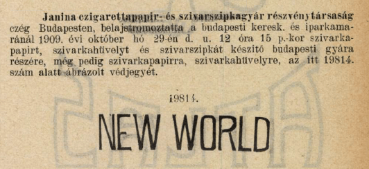 1909.10.29. New World papír és hüvely 1909.10.29. New World papír és hüvely