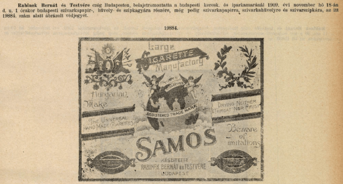 1909.11.18. Samos papír és hüvely 1909.11.18. Samos papír és hüvely