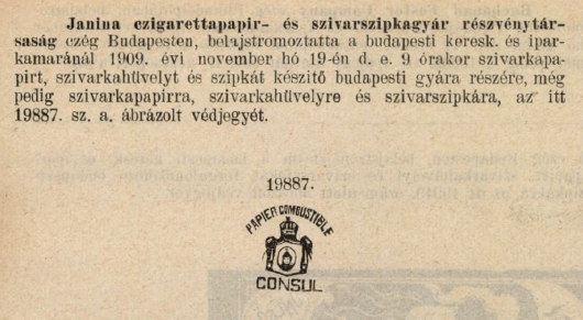 1909.11.19. Consul papír és hüvely 2. 1909.11.19. Consul papír és hüvely 2.