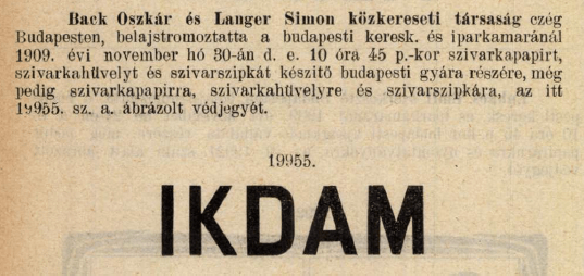 1909.11.30. Ikidam papír és hüvely 1909.11.30. Ikidam papír és hüvely