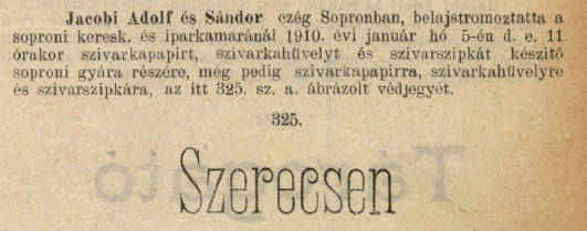 1910.01.05. Szerecsen papír és hüvely 1910.01.05. Szerecsen papír és hüvely