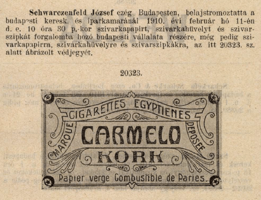1910.02.11. Carmelo papír és hüvely 1910.02.11. Carmelo papír és hüvely