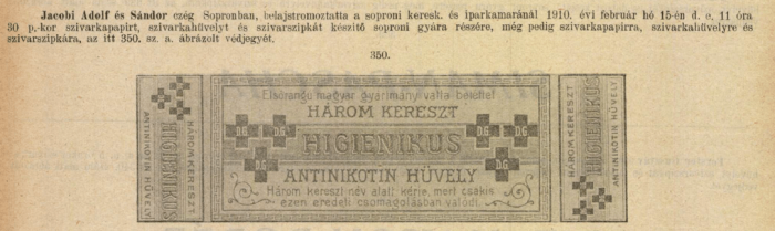 1910.02.15. Három Kereszt hüvely 1910.02.15. Három Kereszt hüvely