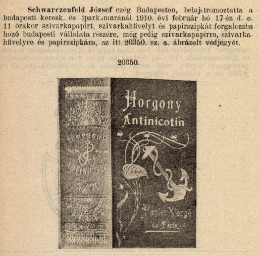 1910.02.17. Horgony papír és hüvely 1910.02.17. Horgony papír és hüvely