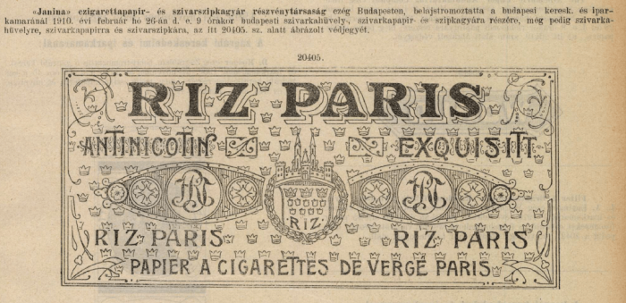 1910.02.26. Riz Paris papír és hüvely 1910.02.26. Riz Paris papír és hüvely