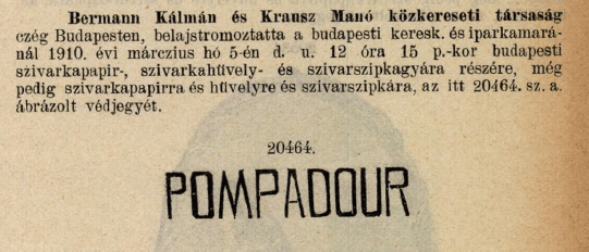 1910.03.05. Pompadour papír és hüvely 1910.03.05. Pompadour papír és hüvely