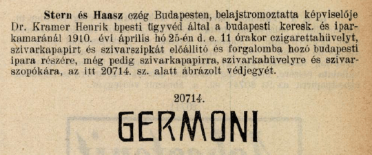 1910.04.25. Germoni papír és hüvely 1910.04.25. Germoni papír és hüvely