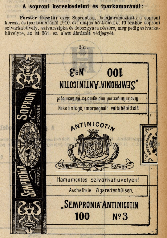 1910.05.04. Sempronia Antinicotin hüvely 1910.05.04. Sempronia Antinicotin hüvely