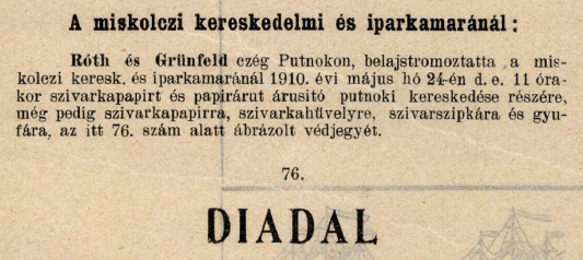 1910.05.24. Diadal papír és hüvely 1910.05.24. Diadal papír és hüvely
