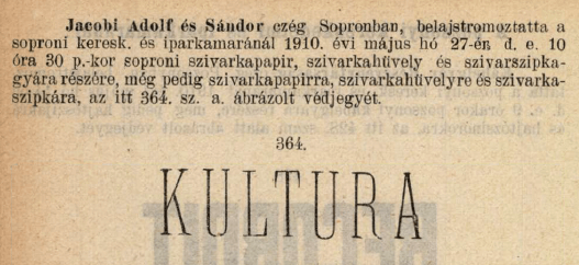 1910.05.27. Kultura papír és hüvely 1910.05.27. Kultura papír és hüvely