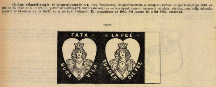 1910.06.02. Tündér papír és hüvely 1910.06.02. Tündér papír és hüvely