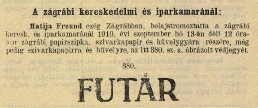 1910.09.13. Futár papír és hüvely 1910.09.13. Futár papír és hüvely