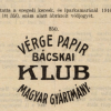 1910.10.21. Bácskai Klub papír