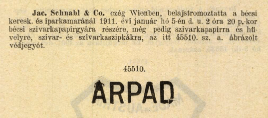 1911.01.05. Árpád papír és hüvely 1911.01.05. Árpád papír és hüvely