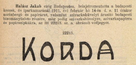 1911.02.14. Korda papír és hüvely 1911.02.14. Korda papír és hüvely