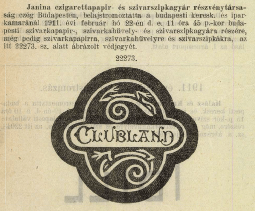 1911.02.22. Clubland papír és hüvely 1911.02.22. Clubland papír és hüvely