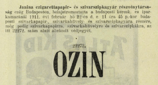1911.02.22. Ozin papír és hüvely 1911.02.22. Ozin papír és hüvely