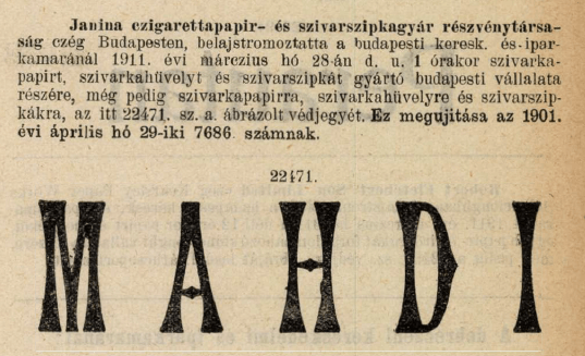 1911.03.28. Mahdi papír és hüvely 1911.03.28. Mahdi papír és hüvely