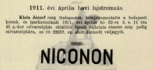 1911.04.22. Niconon szivarszipka 1911.04.22. Niconon szivarszipka
