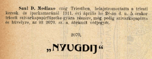 1911.04.28. Nyugdíj papír és hüvely 1911.04.28. Nyugdíj papír és hüvely
