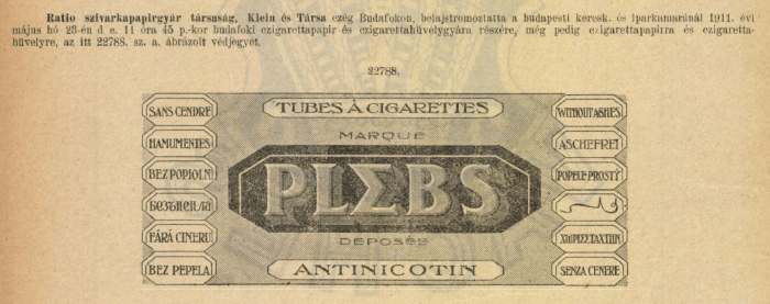 1911.05.23. Plebs papír és hüvely 1911.05.23. Plebs papír és hüvely