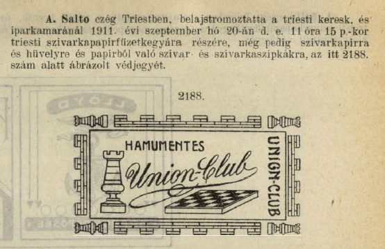 1911.09.20. Union Club papír és hüvely 1911.09.20. Union Club papír és hüvely