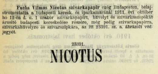 1911.10.12. Nicotus papír és hüvely 1911.10.12. Nicotus papír és hüvely