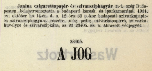 1911.10.14. A Jog papír és hüvely 1911.10.14. A Jog papír és hüvely