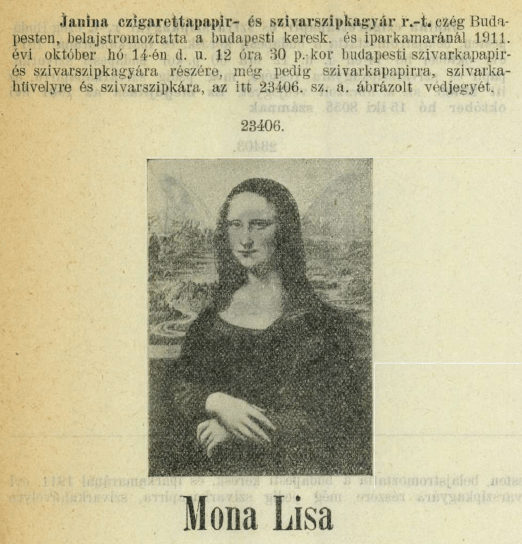 1911.10.14. Mona Lisa papír és hüvely 1911.10.14. Mona Lisa papír és hüvely