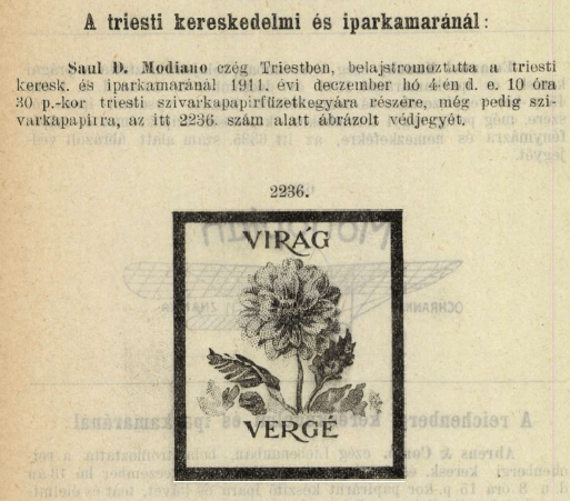 1911.12.04. Virág cigarettapapír 1911.12.04. Virág cigarettapapír