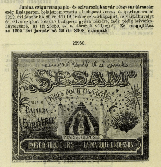 1912.01.29. Sesam cigarettahüvely 1912.01.29. Sesam cigarettahüvely