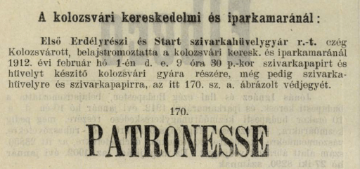 1912.02.01. Patronesse papír és hüvely 1912.02.01. Patronesse papír és hüvely