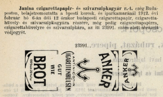 1912.02.06. Anker papír és hüvely 1912.02.06. Anker papír és hüvely